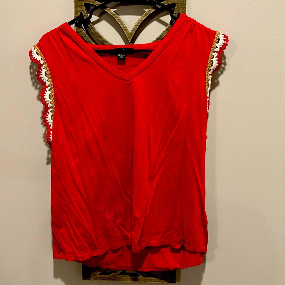 Nautica Jeans tank with crochet trim.